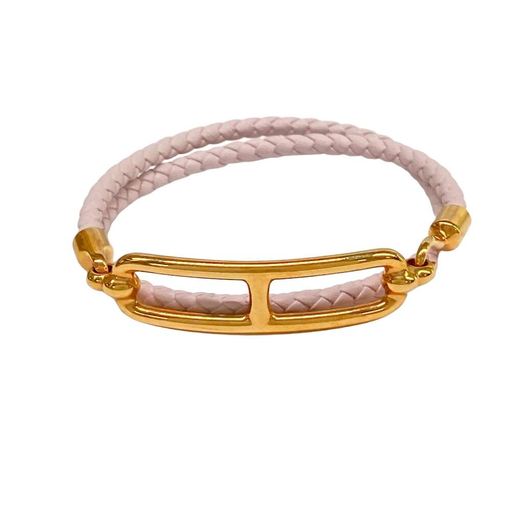 Hermès Luli Doubletour Bracelet Light Pink Rose Gold Leather Hardware